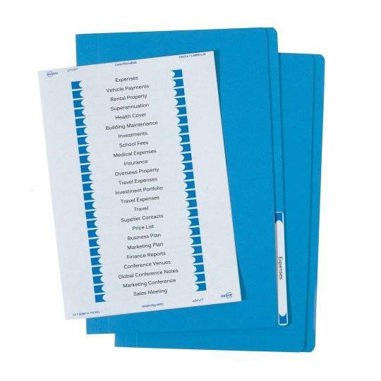 Avery Manilla Folder with Labels - Foolscap: Blue (Pack of 20)
