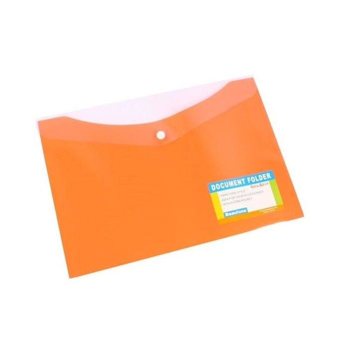 Bantex Document Wallet - A4 Polypropylene (PP) Cover With Button: Mango