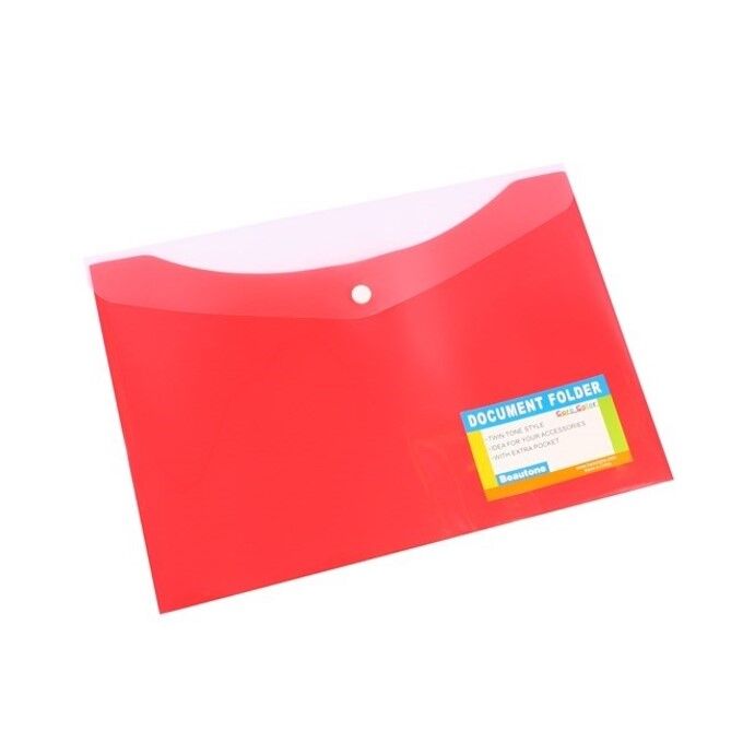 Bantex Document Wallet - A4 Polypropylene (PP) Cover With Button: Melon