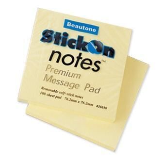 Bantex Stick On Notes - 76x76mm: Yellow (Single)