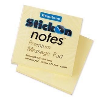 Bantex Stick On Notes - 76x76mm: Yellow (Pack of 12)