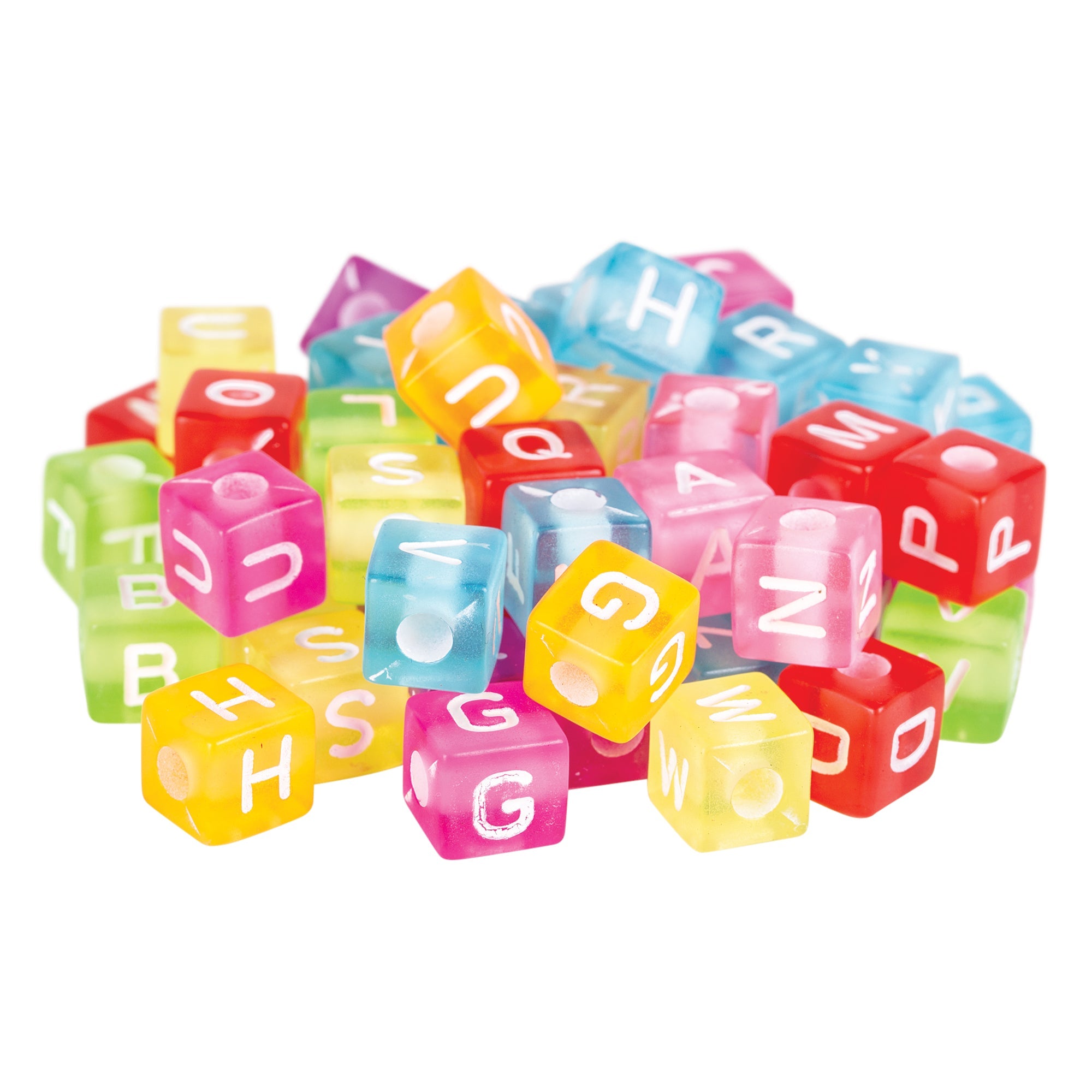 Plastic Alphabet Cube Beads Large