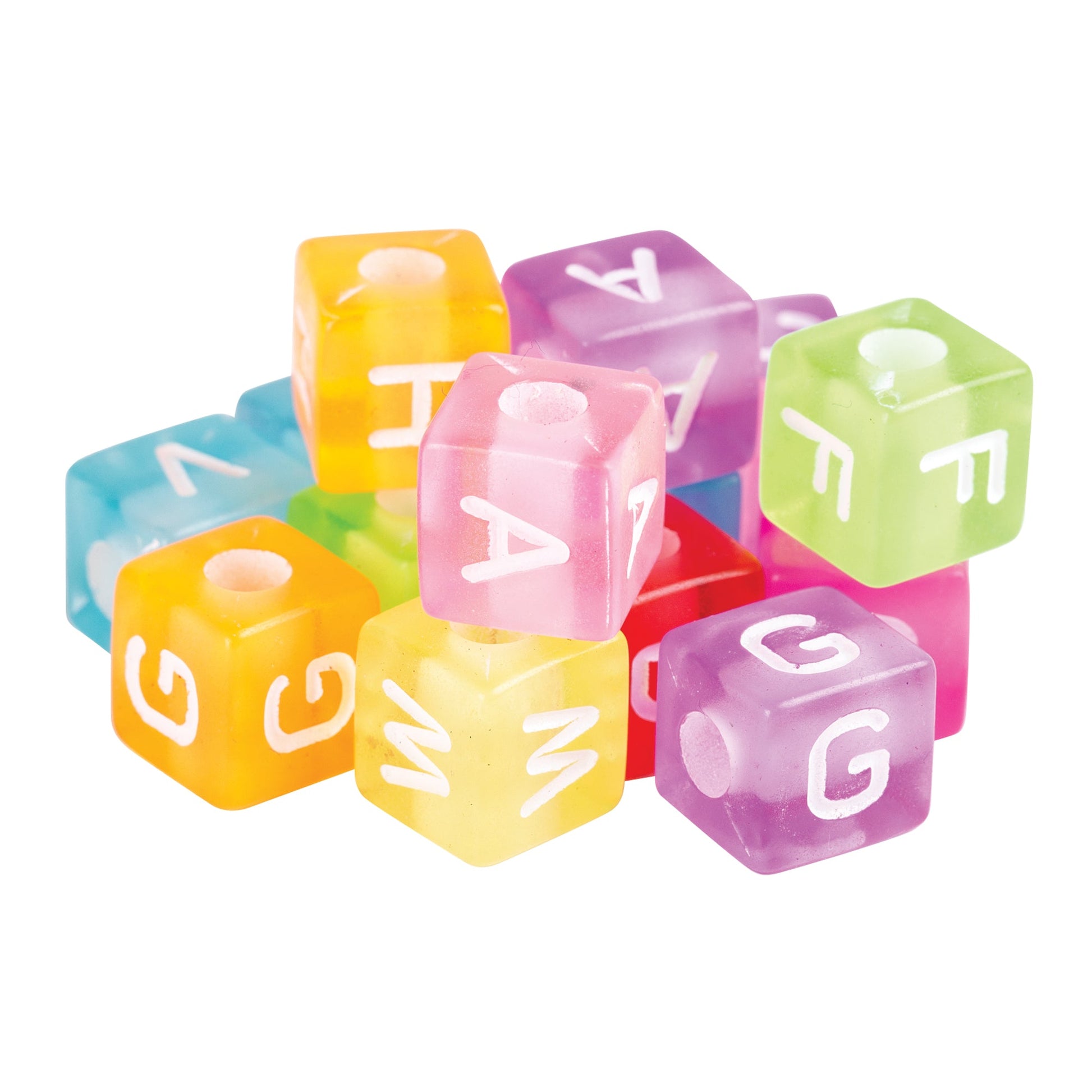 Plastic Alphabet Cube Beads Large