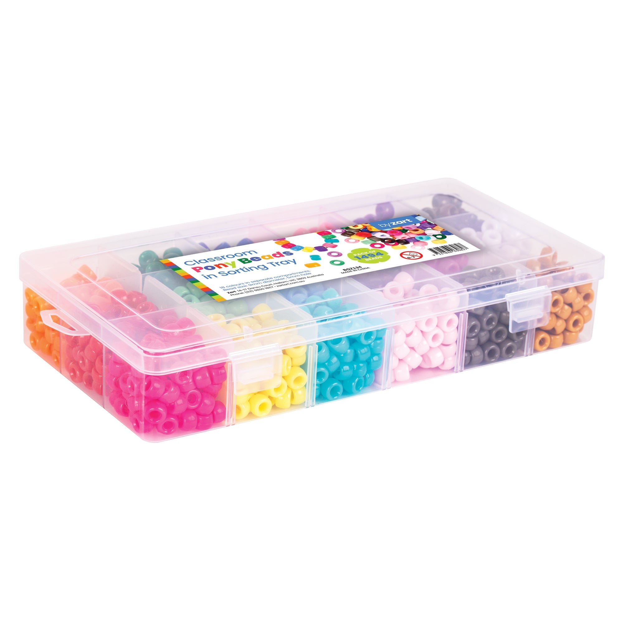 Classroom Pony Beads in Sorting Tray