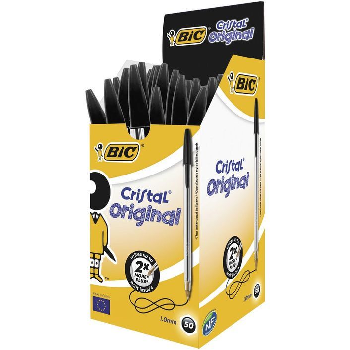 Bic Pen - Ballpoint Cristal Original: Medium Black (Box of 50)