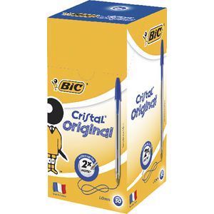 Bic Pen - Ballpoint Cristal Original: Medium Blue (Box of 50)