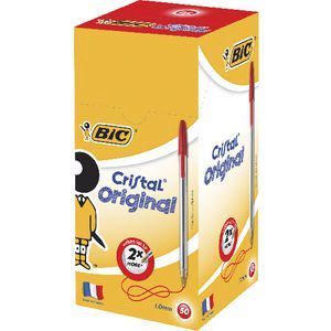 Bic Pen - Ballpoint Cristal Original: Medium Red (Box of 50)
