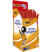 BIC Pen - Ballpoint Cristal Original: 0.8mm Fine Red (Box of 50)