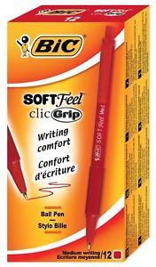 Bic Pen - Ballpoint Soft Feel Retractable: Red (Box of 12)