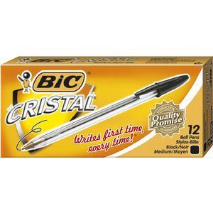 Bic Pen - Ballpoint Cristal: Medium Black (Box of 12)