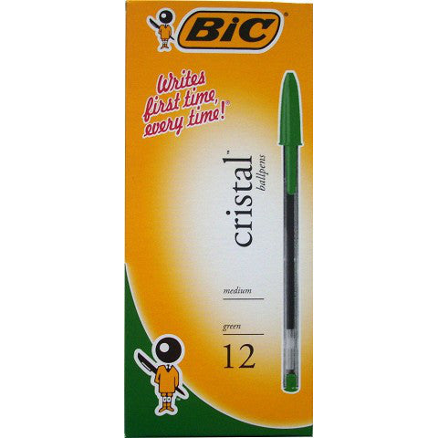 Bic Pen - Ballpoint Cristal: Medium Green (Box of 12)