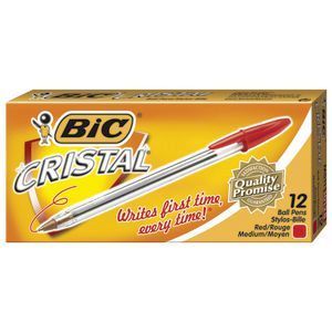 Bic Pen - Ballpoint Cristal: Medium Red (Box of 12)