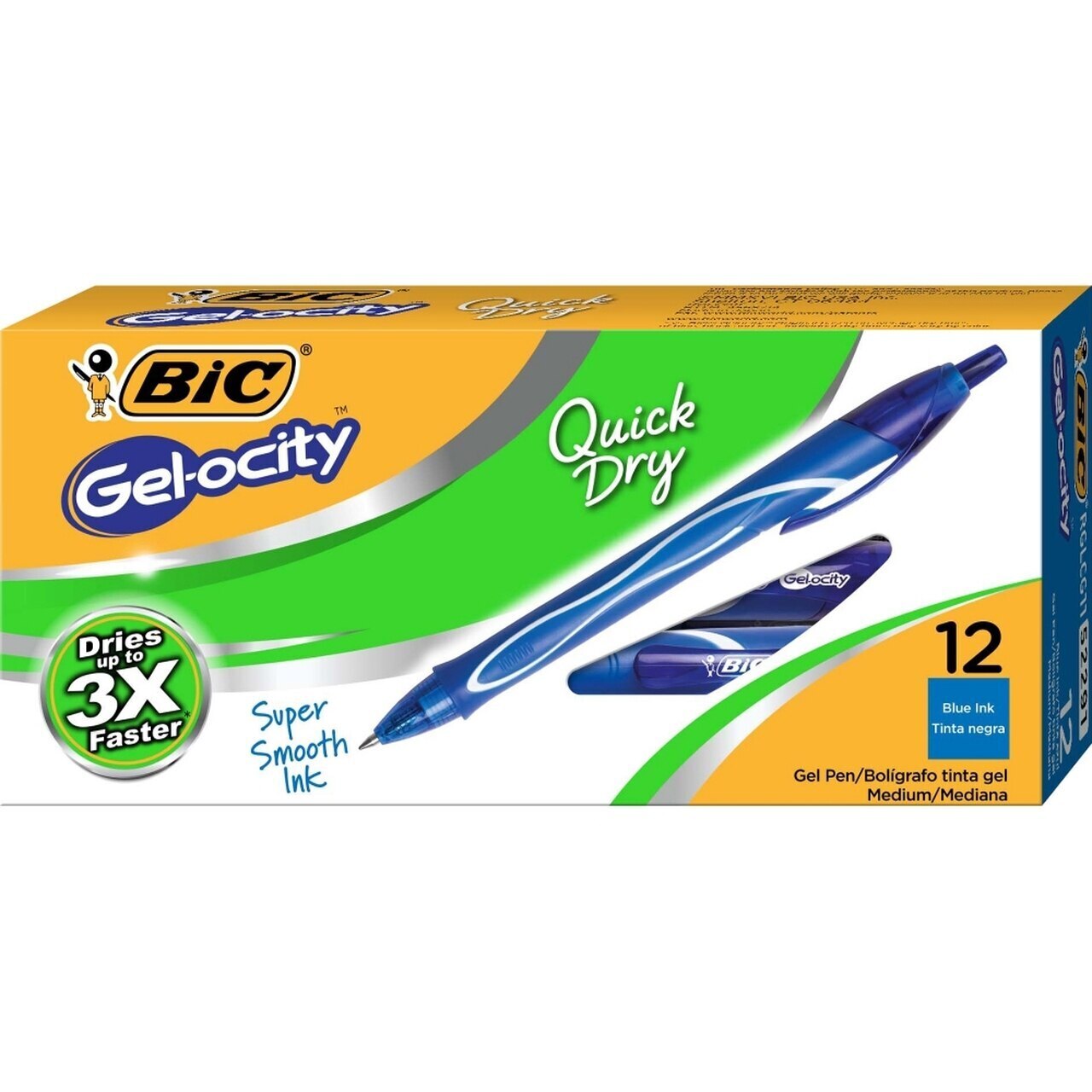 Bic Gel-ocity Ultra Fast Drying Pen - Blue: 0.7mm (Box of 12)