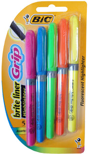 Bic Highlighters - Briteliner Grip: Assorted (Pack of 5)