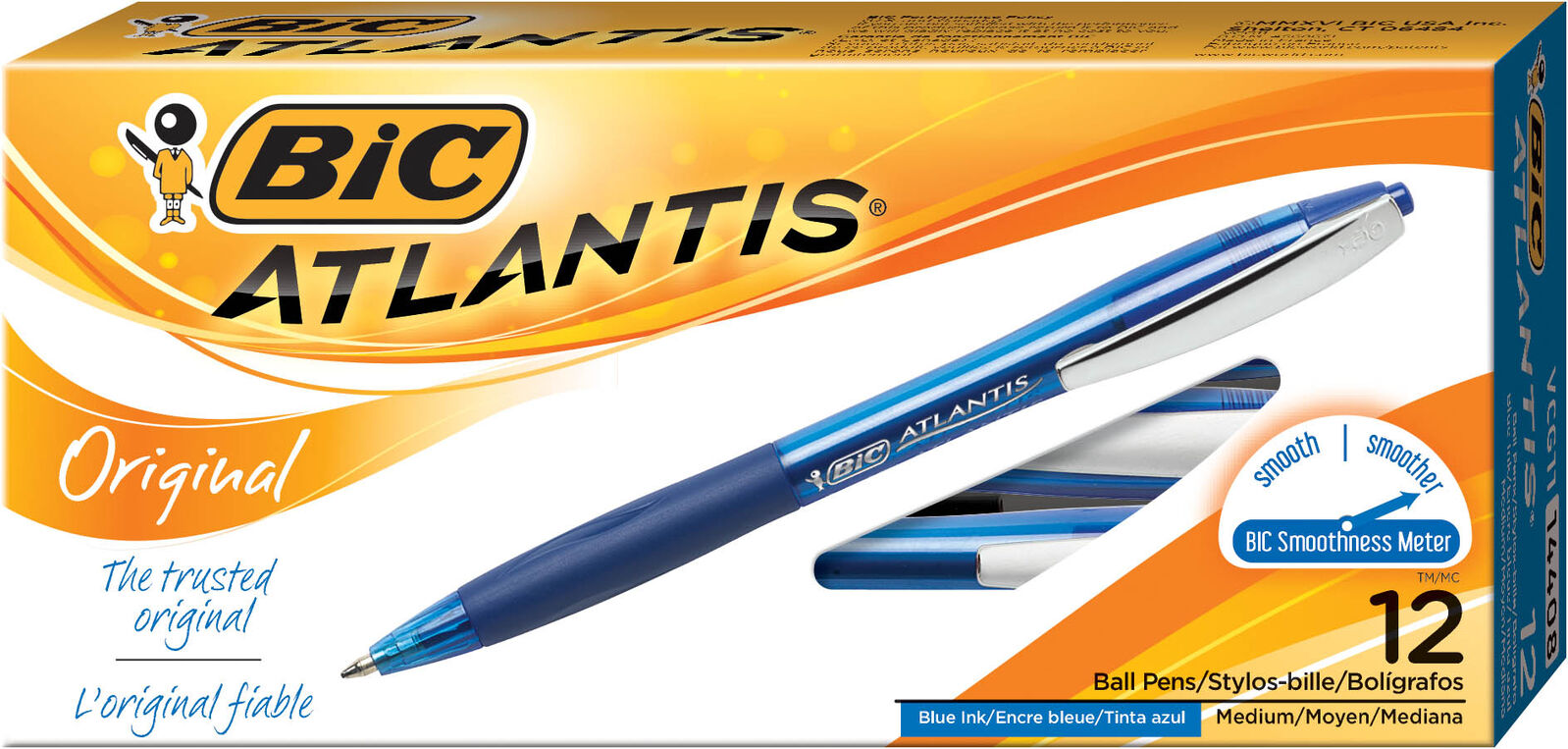 BIC Pen - Atlantis Retractable: Medium Blue (Box of 12)