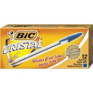 Bic Pen - Ballpoint Cristal: Medium Blue (Box of 12)