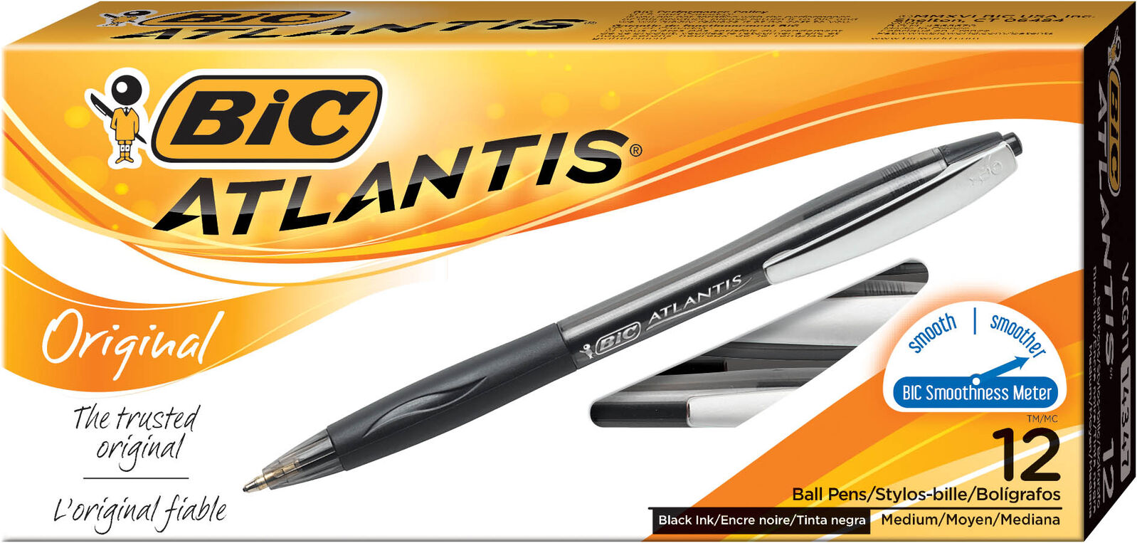 BIC Pen - Atlantis Retractable: Medium Black (Box of 12)