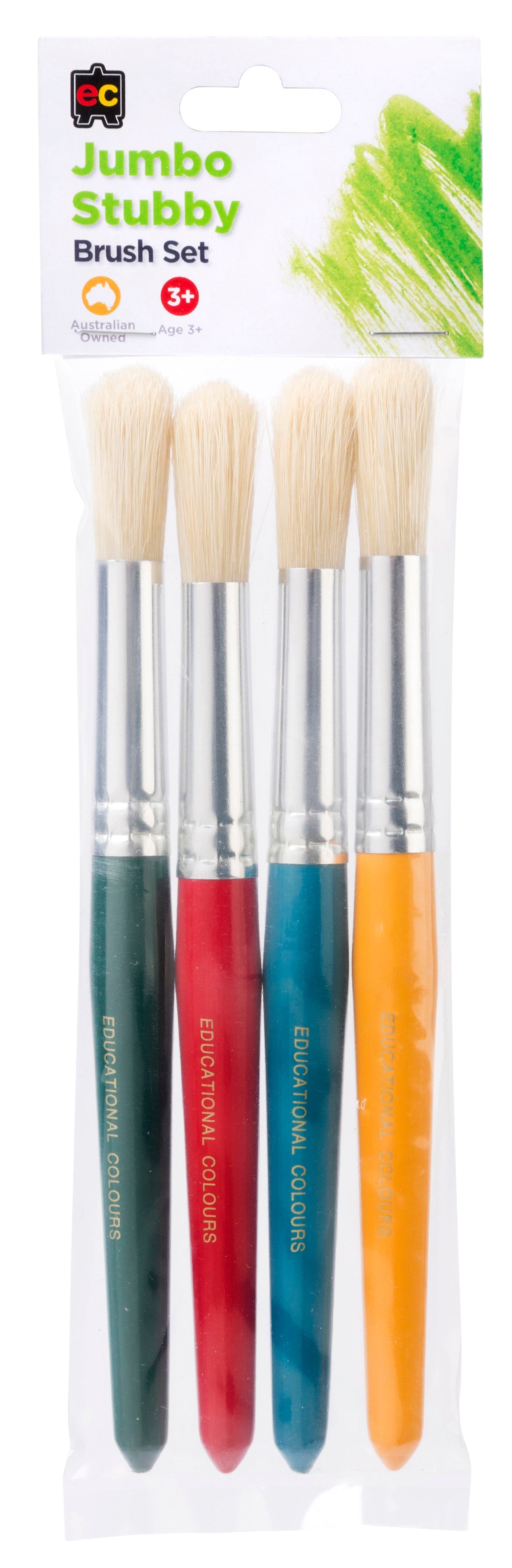 Brush Jumbo Round Wooden Bristle - Pack of 4