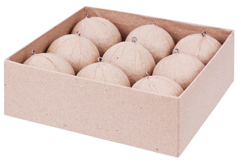 Papier Mache - Baubles (Pack of 9)