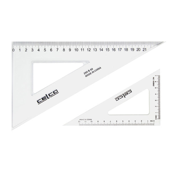 Celco Set Square - 210mm: 60 Degree Clear (Box of 36)
