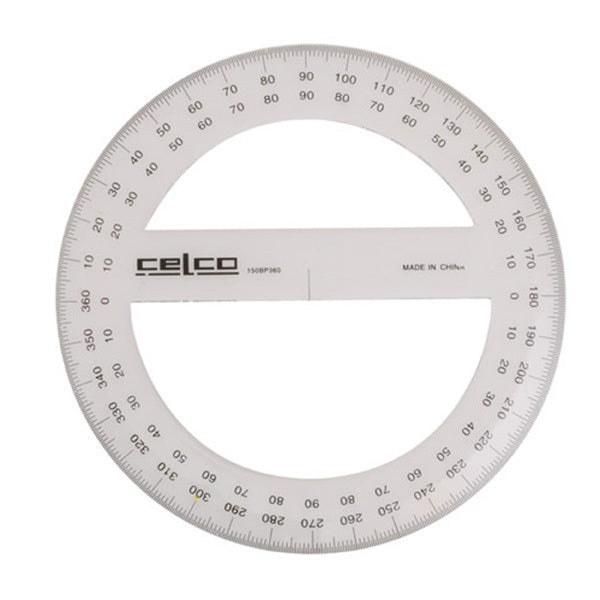 Celco Protractor - 15cm (360 Deg): Full Circle Clear (Box of 36)