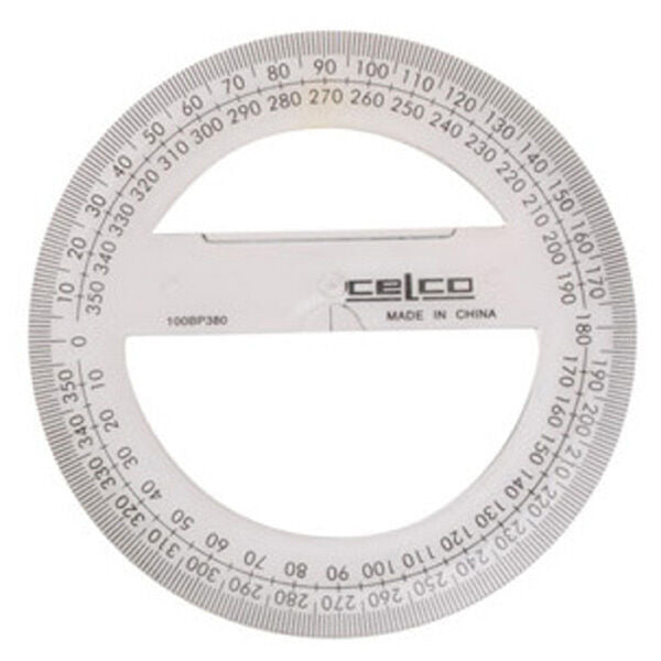 Celco Protractor - 10cm (360 Deg): Full Circle Clear (Single)