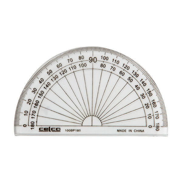 Celco Protractor - 10cm (180 Deg): Half Circle Clear (Box of 50)