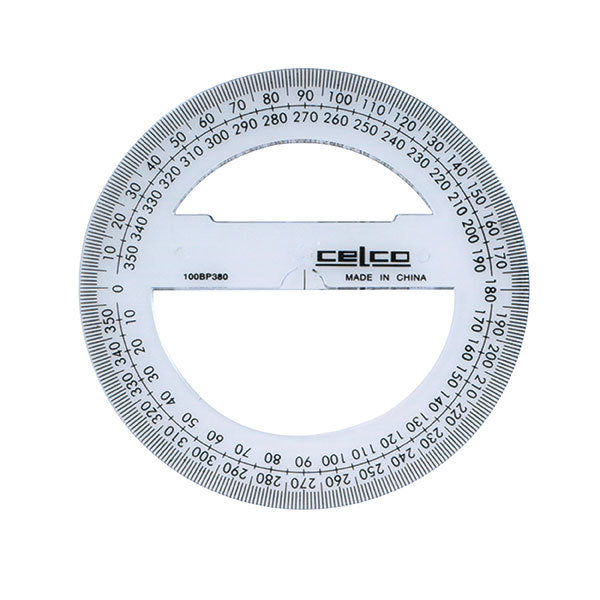 Celco Protractor - 10cm (360 Deg): Full Circle Clear (Box of 50)