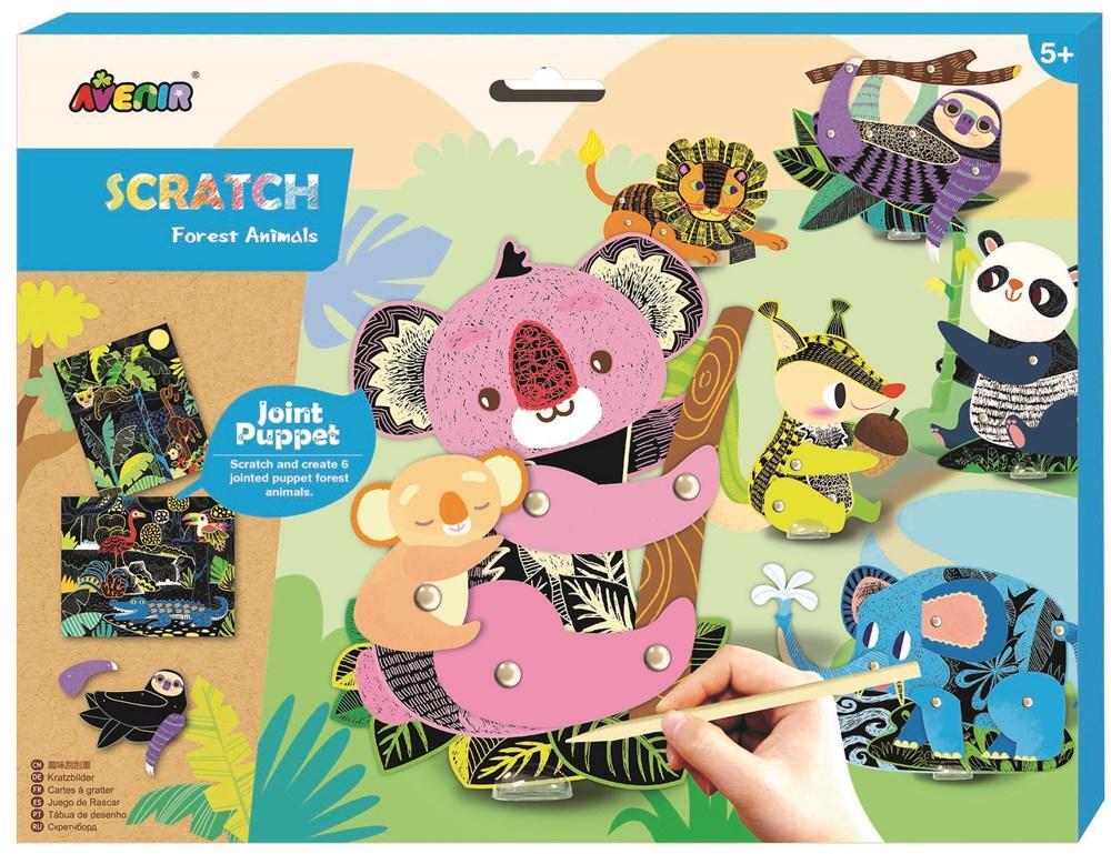 AVENIR - Scratch Art Joint Puppets: Forest Animals