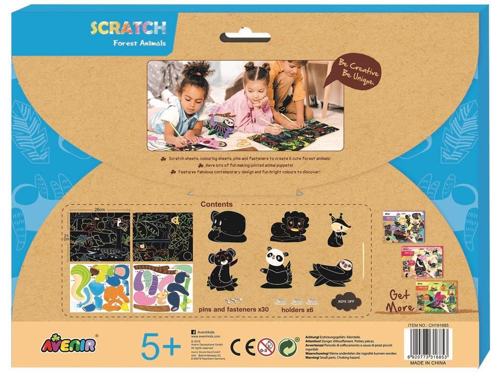 AVENIR - Scratch Art Joint Puppets: Forest Animals