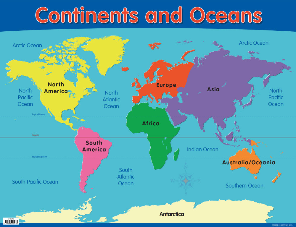 Continents and Oceans Chart (Previous Design)