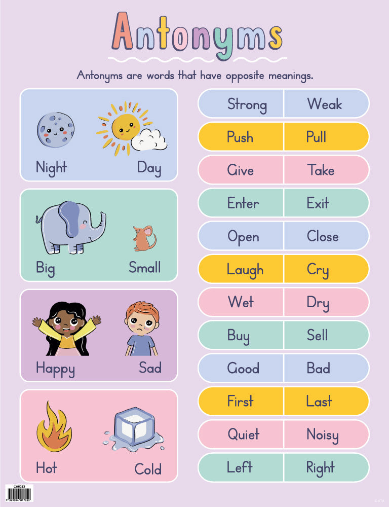 Opposite Attractions (Antonyms) - Educational Chart