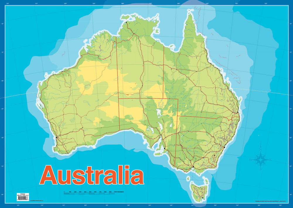 Map of Australia - Blank A1 Chart (Centre-Folded)
