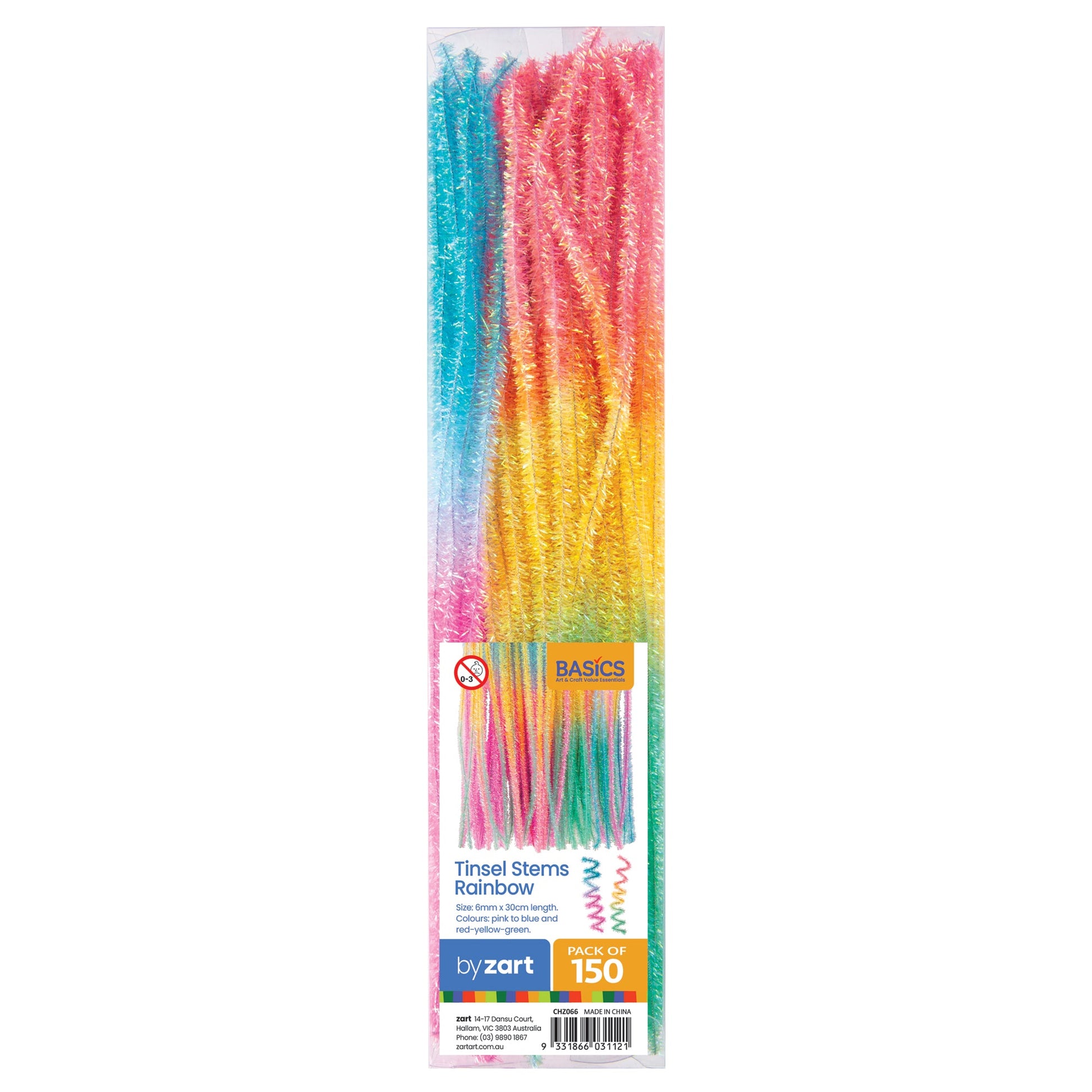 Tinsel Stems Rainbow 30cm - Pack of 150
