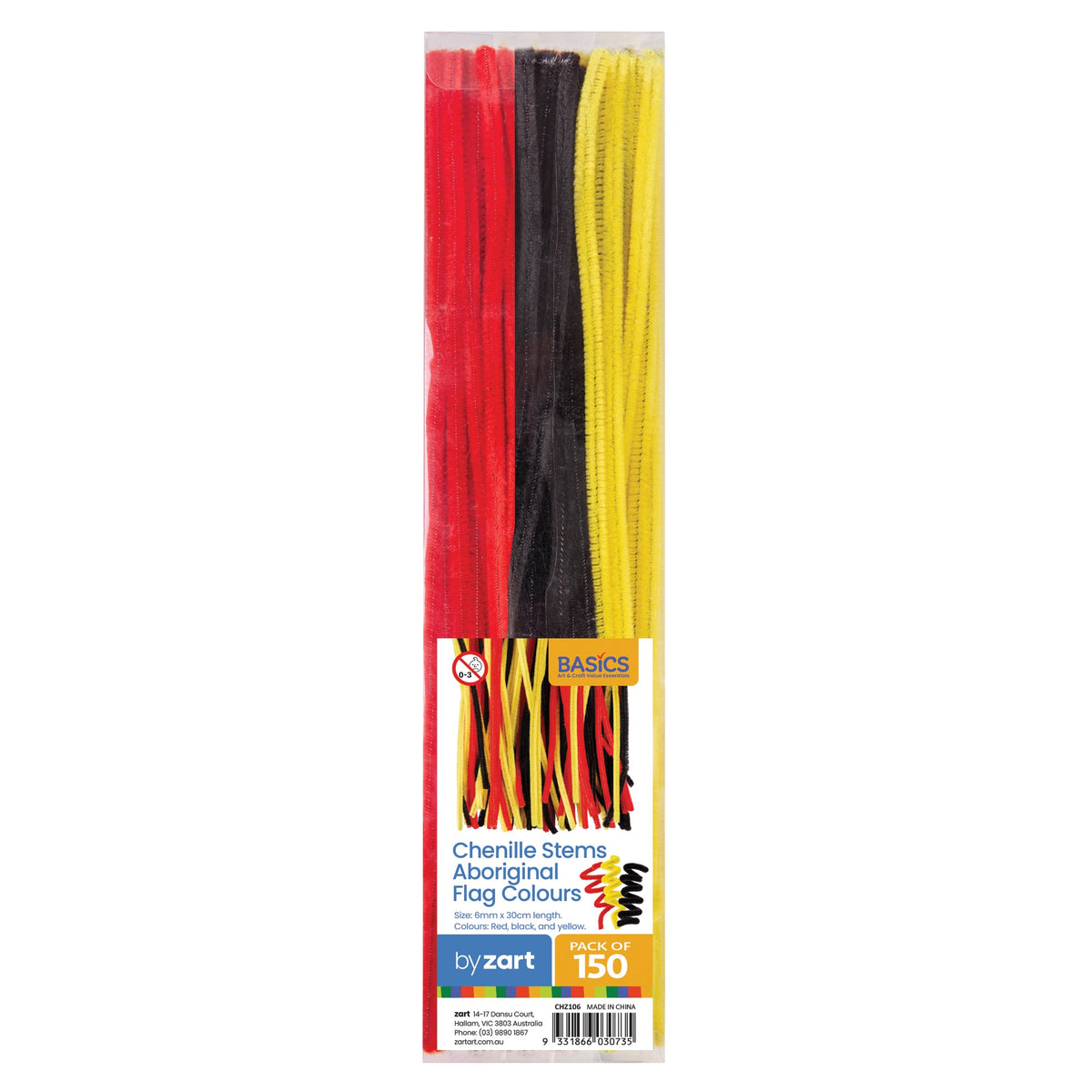 Chenille Stems Aboriginal Flag - Pack of 150