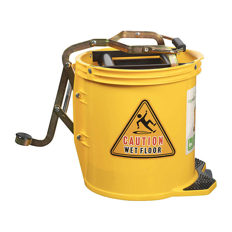 Cleanlink Heavy Duty Mop Bucket Metal Wringer 16L Yellow