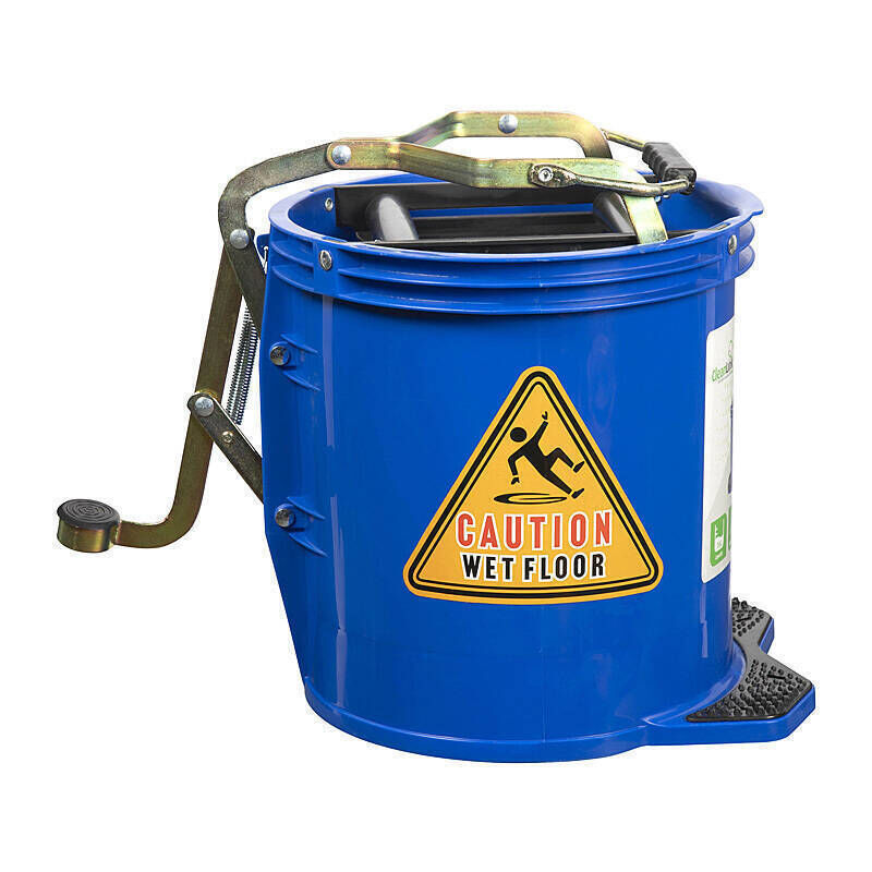 Cleanlink Heavy Duty Mop Bucket Metal Wringer 16L Blue