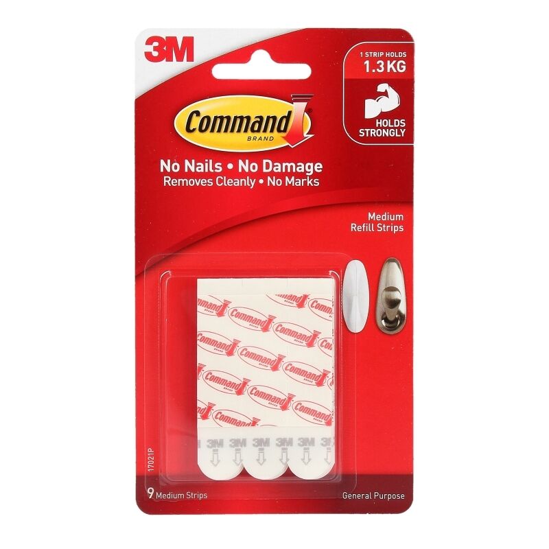 Command 17021P Medium Refill Strips 9-Pack (Box of 6)