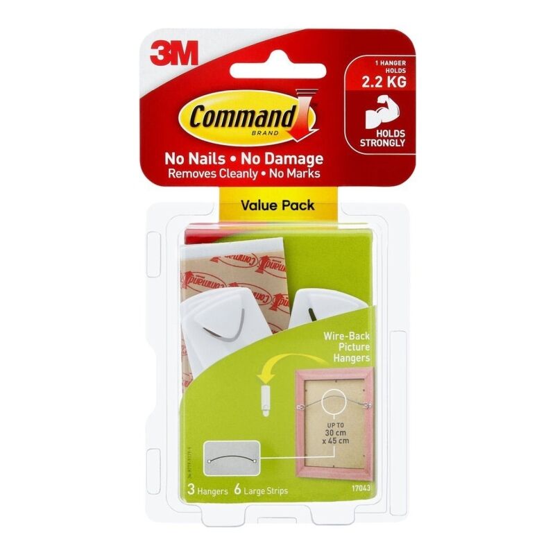 Command 17043 Wire-Back Picture Hanger Value 3-Pack (Box of 4)