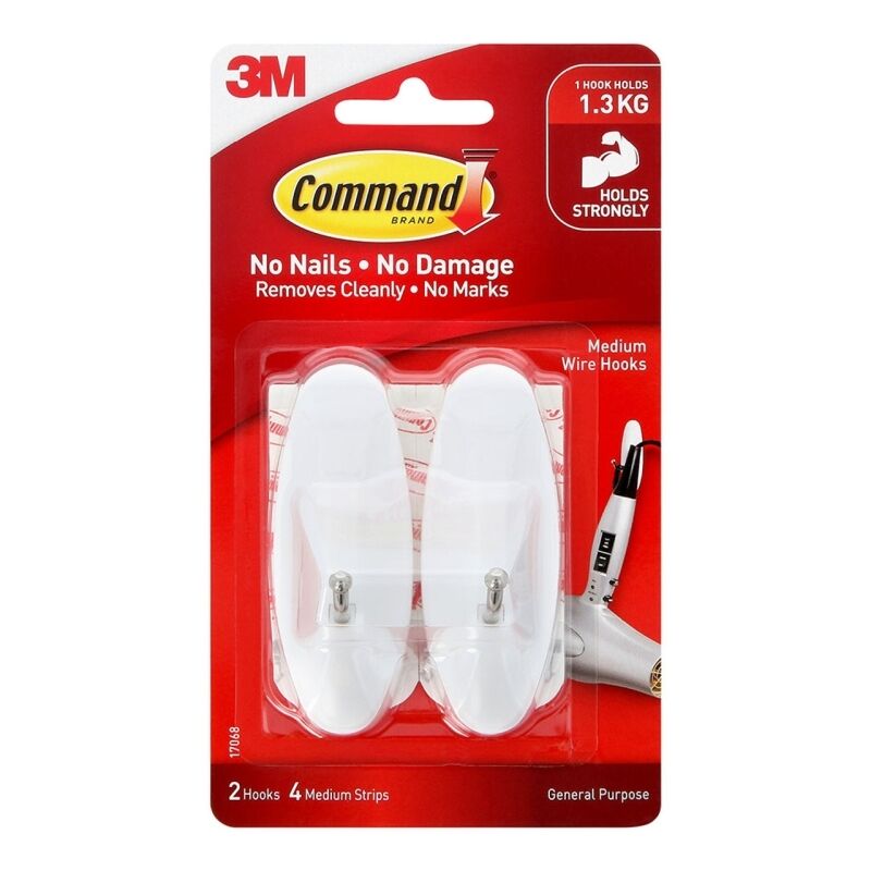 Command 17068 Medium Wire Hooks 2-Pack (Box of 4)