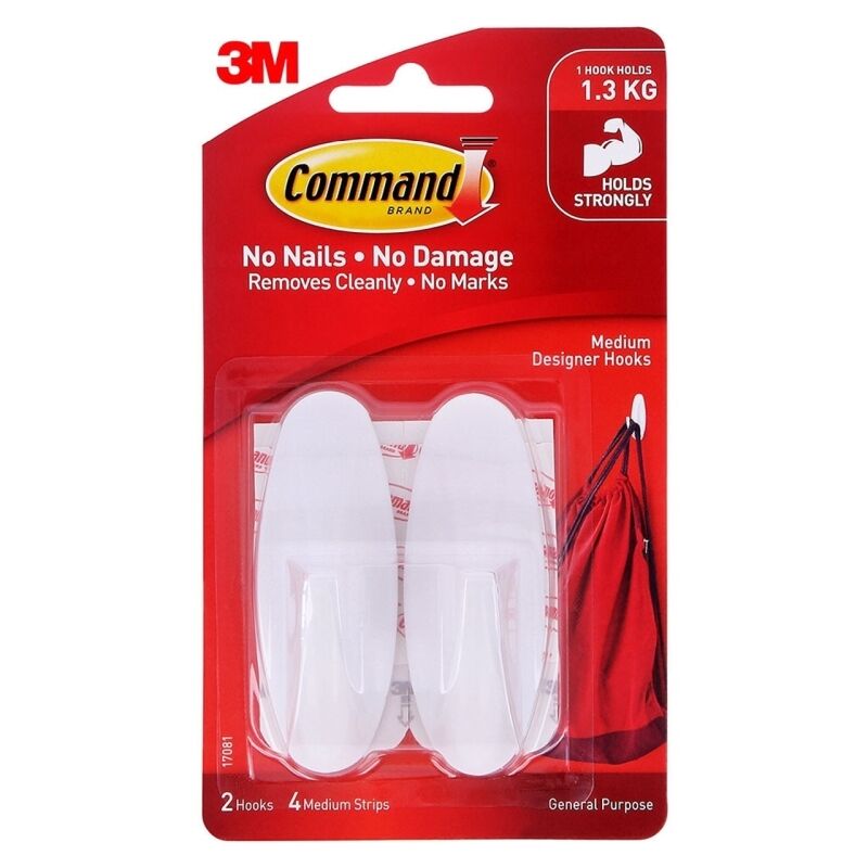 Command 17081 Medium Designer Hooks 2-Pack (Box of 6)