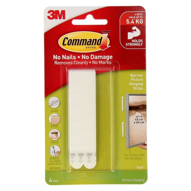 Command 17207 Narrow Picture Hanging Strips 4-Pack (Box of 6)