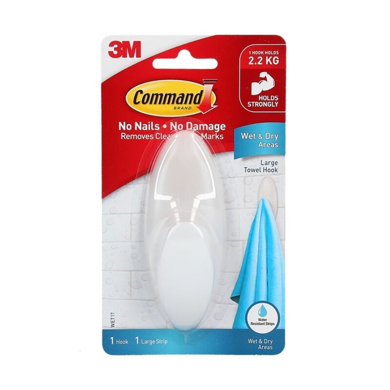 Command WET17ES Large Wet Area Towel Hook (Box of 4)
