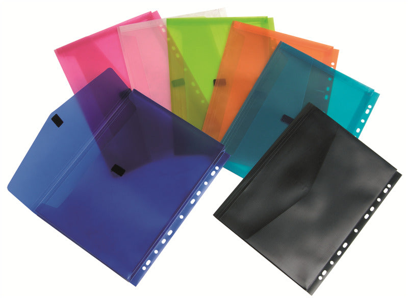 Colby Document Wallet (A4) with Filing Strip Pop Polywally: Assorted (Pack of 12)