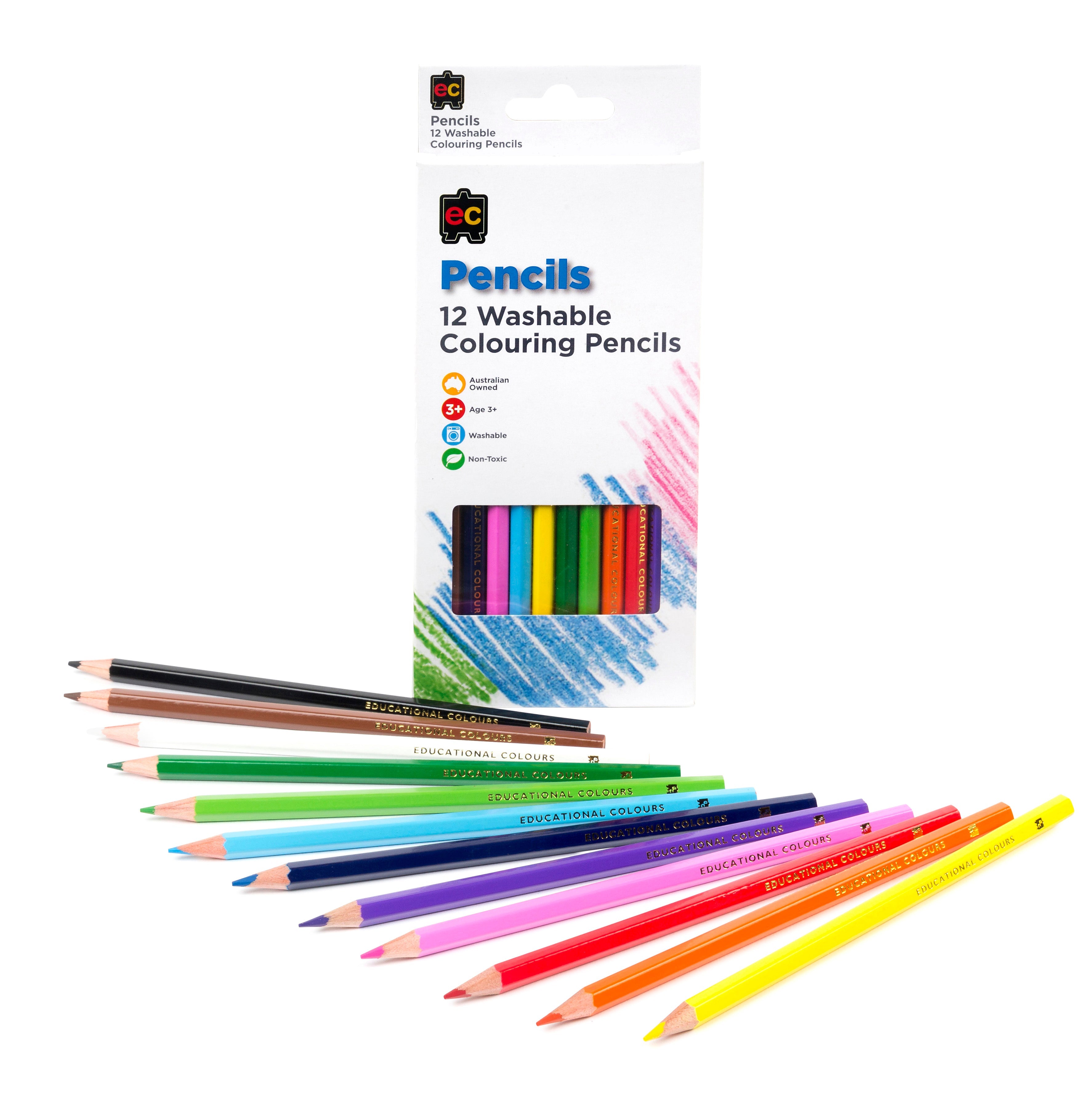 Washable Colouring Pencils - Set of 12