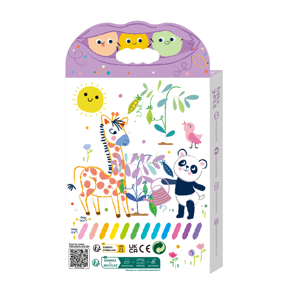 Haku Yoka Happy Pea Pod Crayons - 12 Pastel Colours - view 2