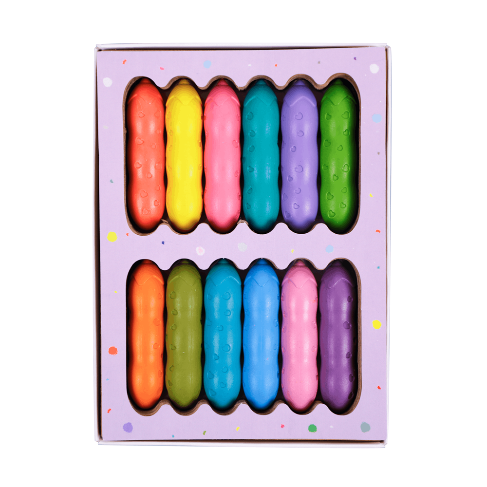Haku Yoka Happy Pea Pod Crayons - 12 Pastel Colours - view 3
