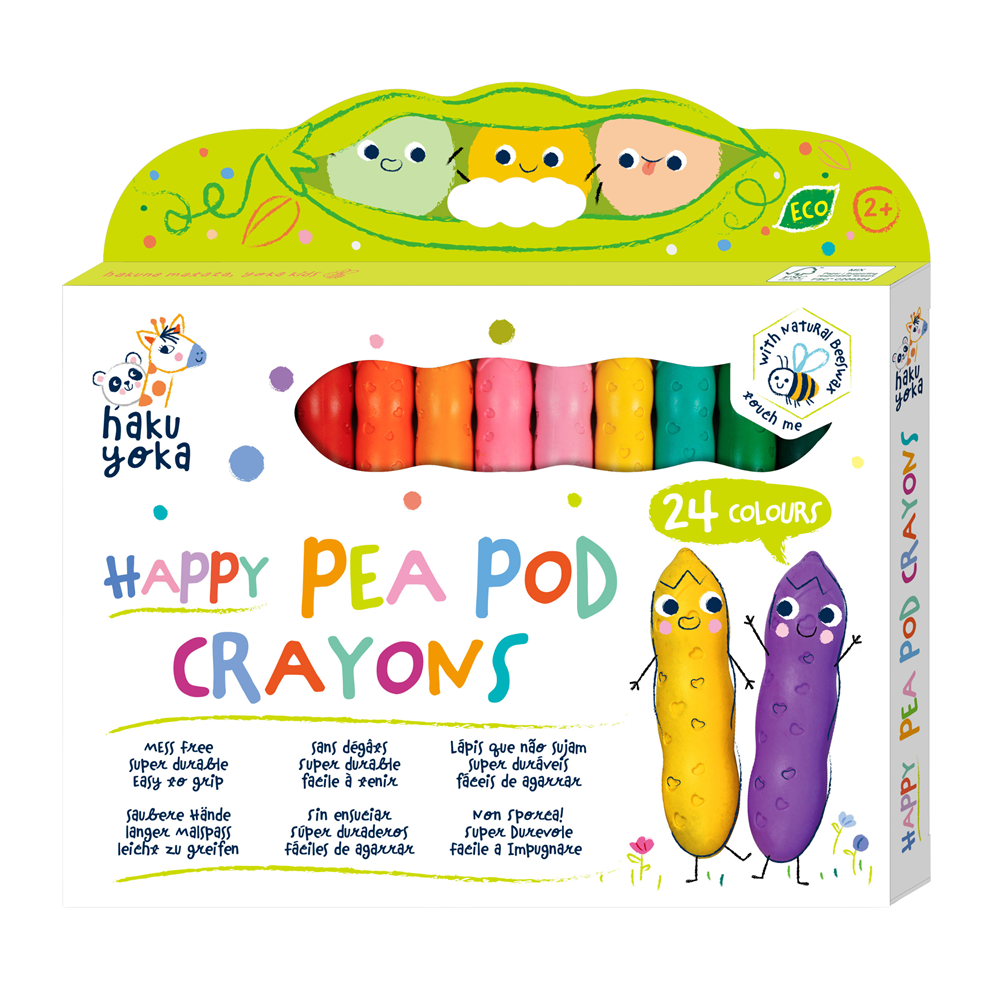 Haku Yoka Happy Pea Pod Crayons - 24 Colours