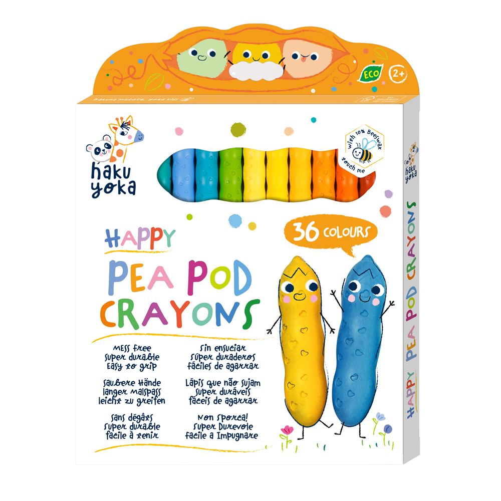 Haku Yoka Happy Pea Pod Crayons - 36 Colours