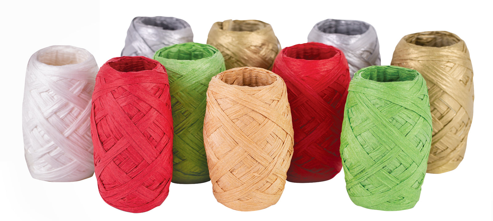 Paper Raffia - Christmas Colours (Pack of 10)